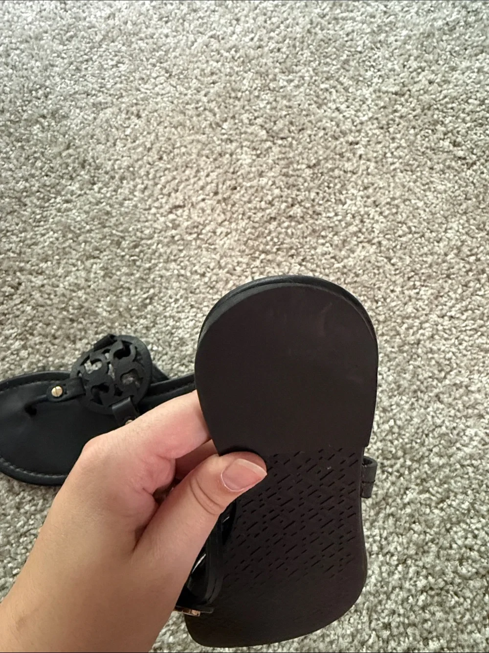 Tory Burch Black Logo-Disc Thong Sandals